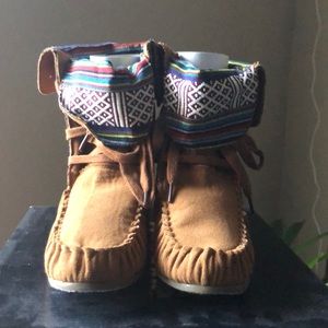 Charlotte Russe suede cognac colored moccasins